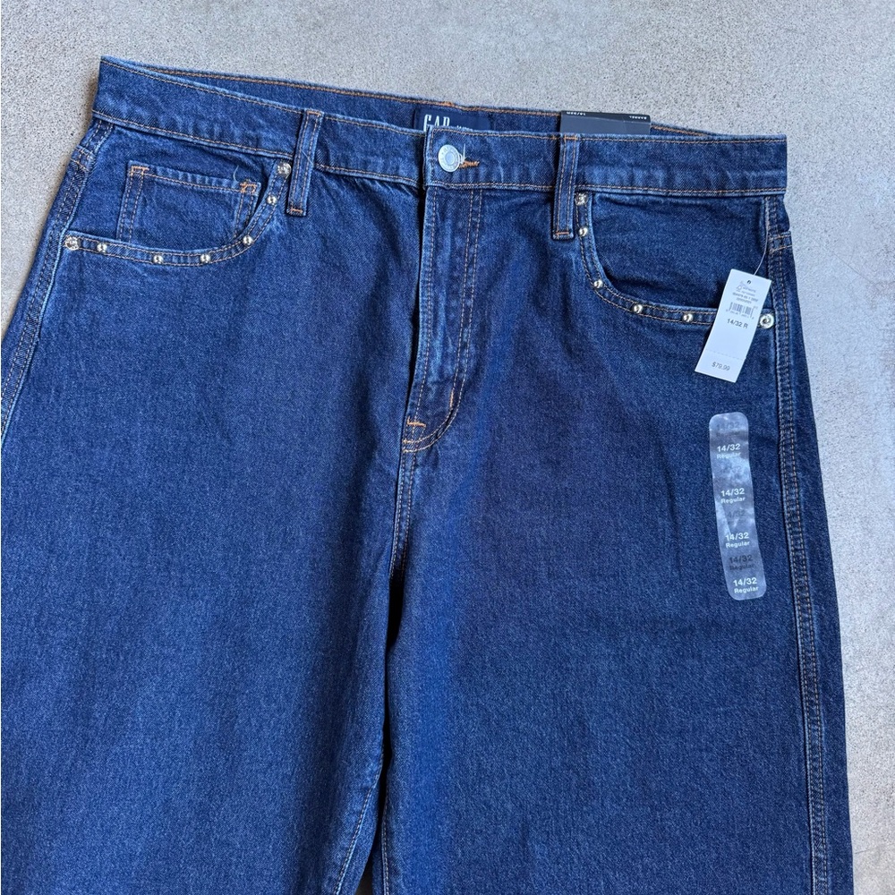 Gap High Rise Studded Barrel Jeans NWT - Picture 3 of 8